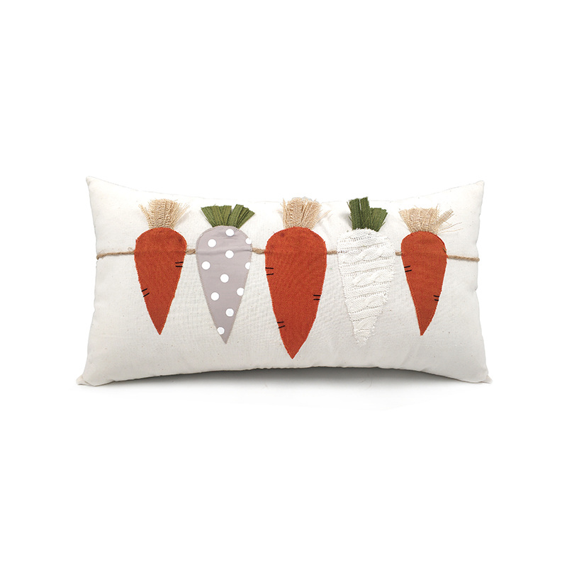 Easter Linen Cover Decorative Pillows Home Decor Throw Carrot Pillow