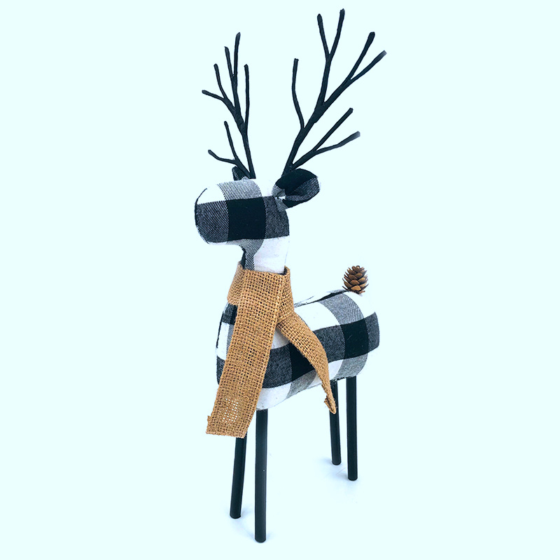 Deer Handmade Ornaments Plaid Gifts Christmas Reindeer Decoration
