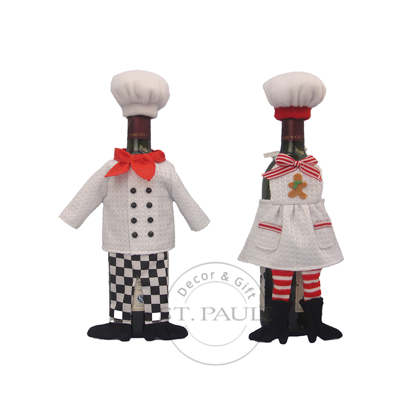 PL-KT13869-15寸圣诞厨师红酒套-棉布-红酒品牌赠品 15inch Christmas Chef Wine Cover - Cotton Promotional Gift .jpg