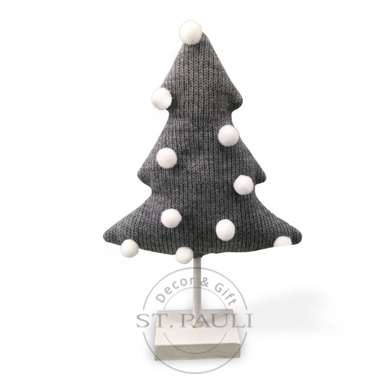 PL7F514 9寸灰白色圣诞树摆件 毛织布 摆饰 9inch Christmas Gray White Tree tabletop Knitted Fabric tabletop .jpg