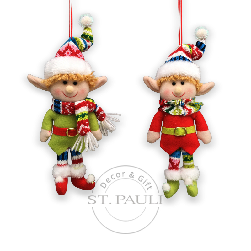 PL7E039AB 12寸男女圣诞精灵吊饰 针织布 无纺布 吊饰 装饰 12inch Boy and Girls Christmas Elf ornament Knitted Fabric Felt Ornament .jpg