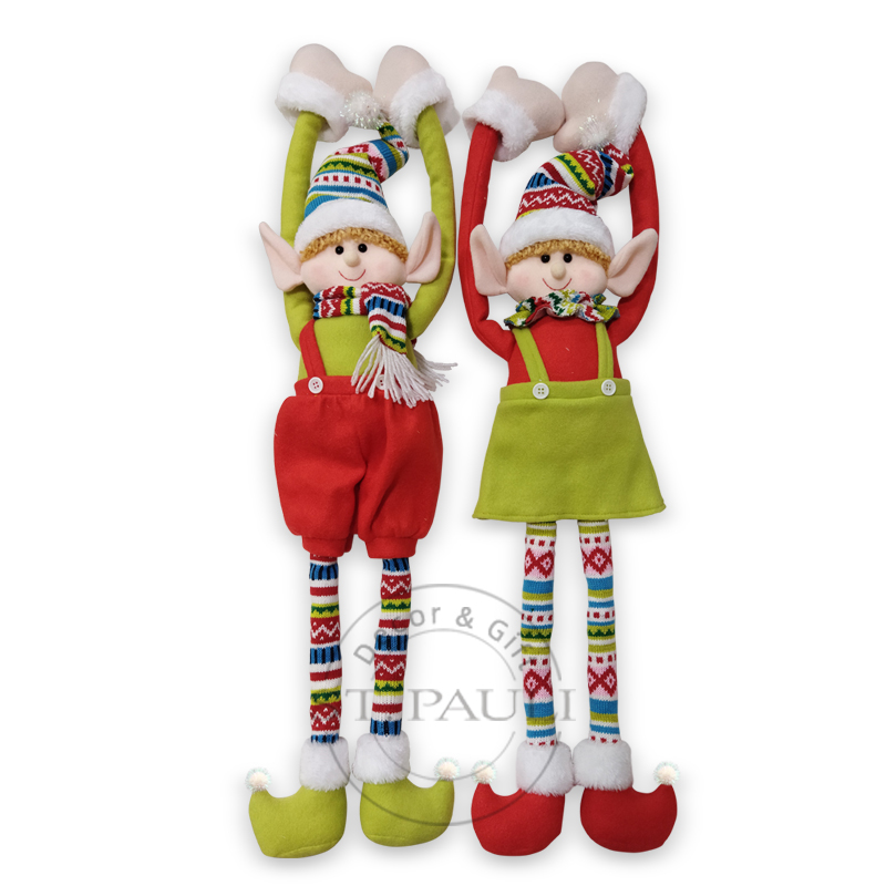 PL7E038AB 32寸男女圣诞吊饰精灵 针织布 吊饰 30inch Boy and Girls Christmas Elf ornament Knitted Fabric ornament ''.jpg