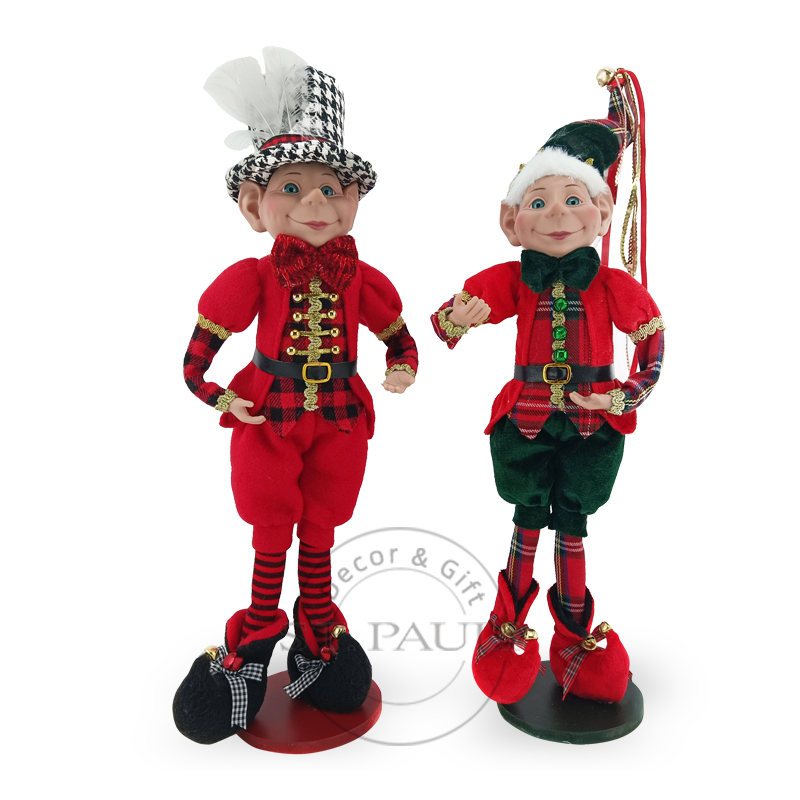 PL7E123AB 16寸老人红绿精灵 丝绒 贴花 礼物 16inch Santa red and green Elf Velvet Applique gifts .jpg