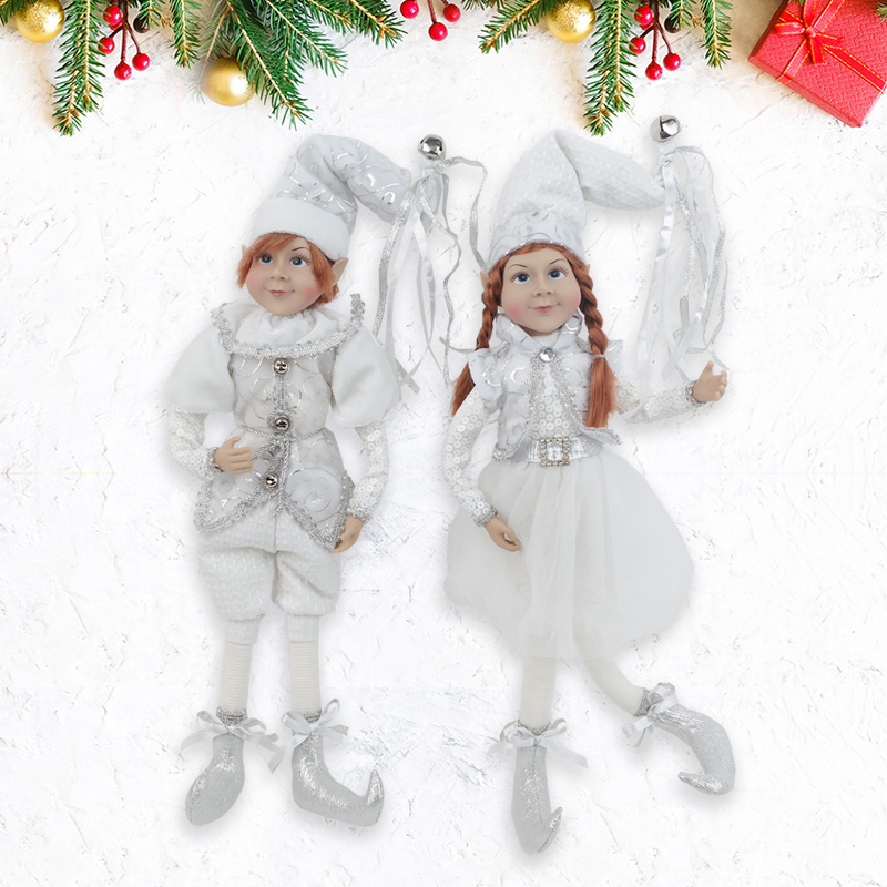 Christmas Elf Doll Bendable Sliver White Boy Girl