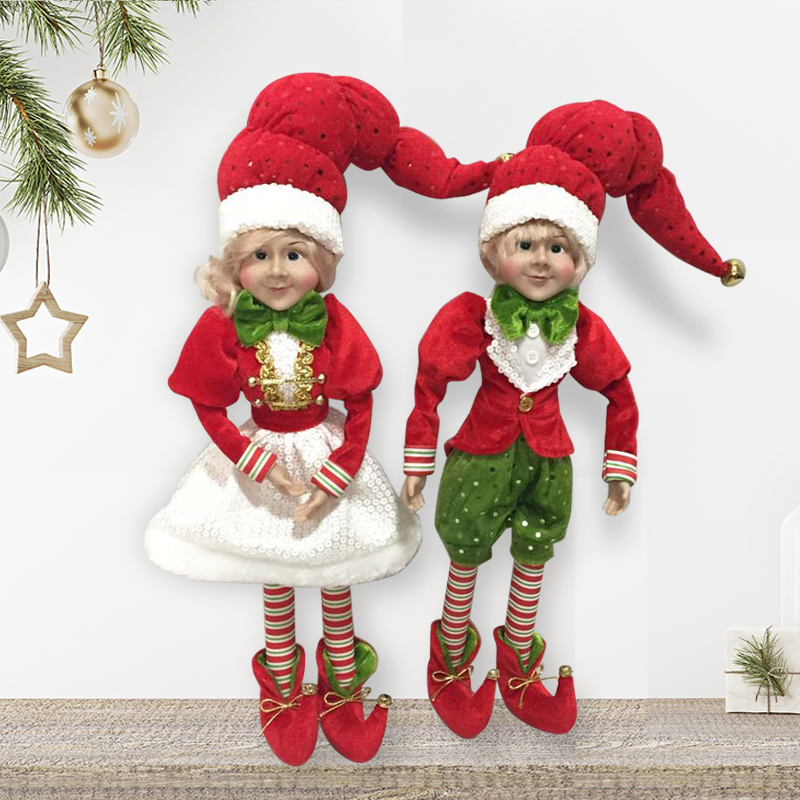 Christmas Elf Doll Red and Green Boy ​​Girl