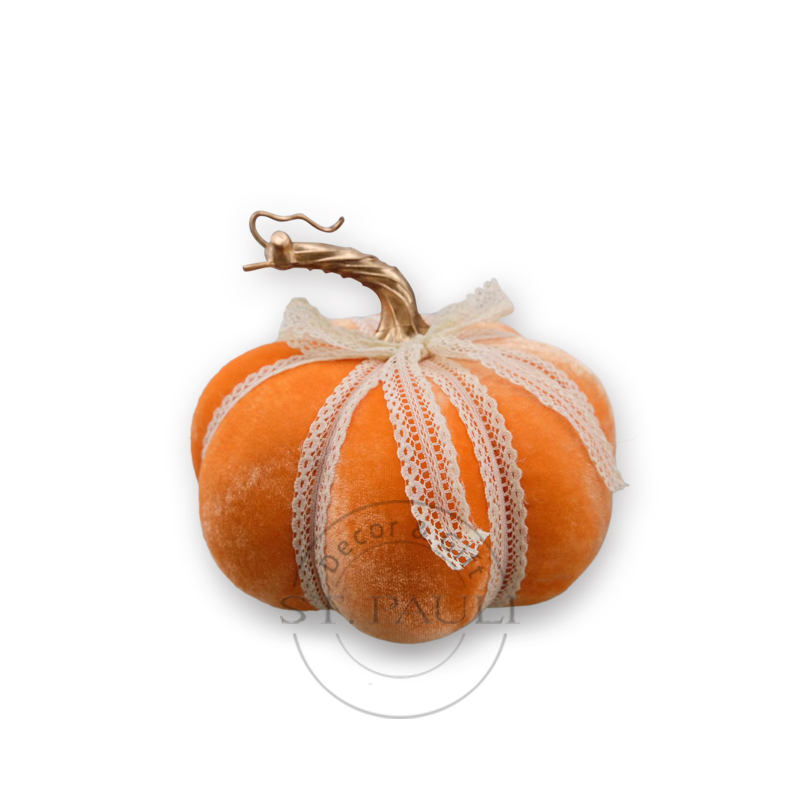 PL2C485B 7''x4''秋收天鹅绒南瓜 天鹅绒 桌面摆饰 Harvest Velvet Pumpkin Velvet Tabletop Decor 白底图.jpg