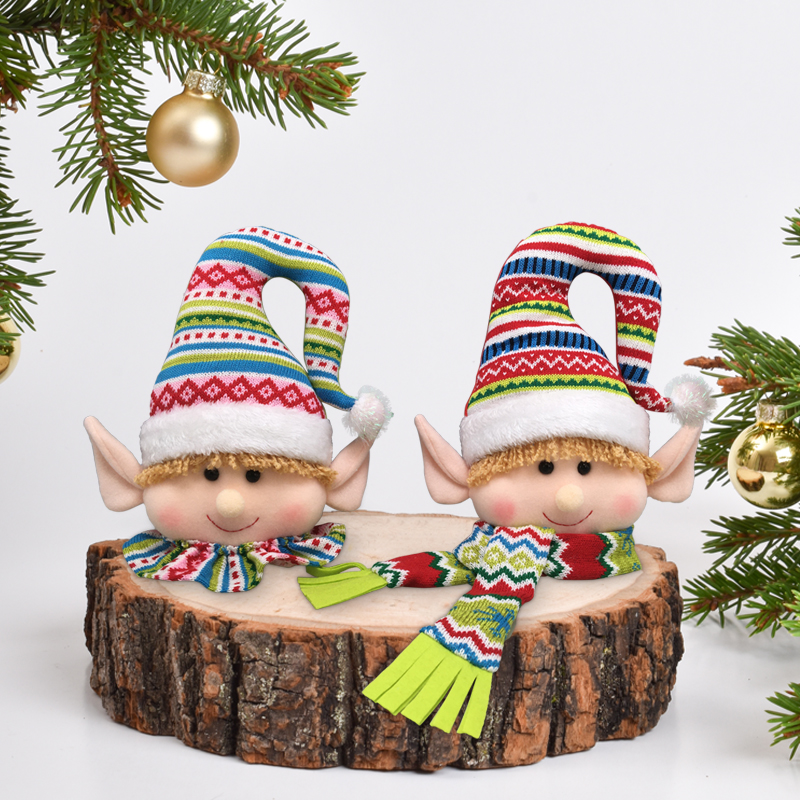 Christmas Colorful Elf Head Tree Topper Holiday Decor Xmas Tree Decor