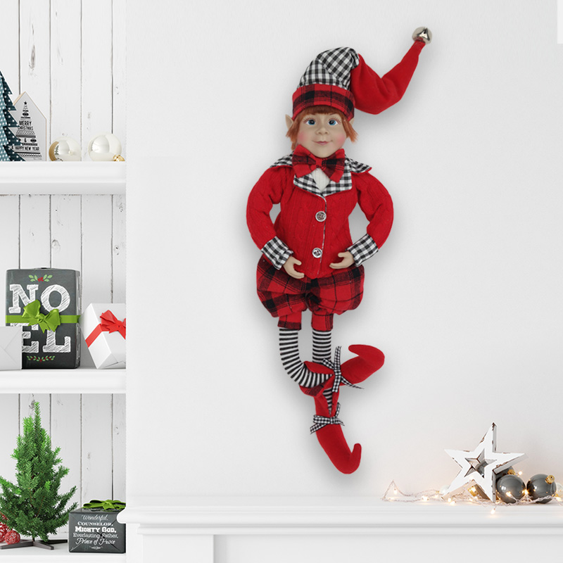 Christmas Deep-Red Bendable Boy Elf New Product Designs