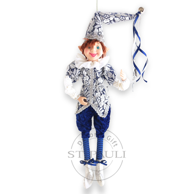 PL18811A 18寸男孩精灵吊饰 丝绒 蕾丝布 珠片 丝带 18inch boy Elf Ornament Velvet Lace Fabric Sequins Silk Ribbon .jpg