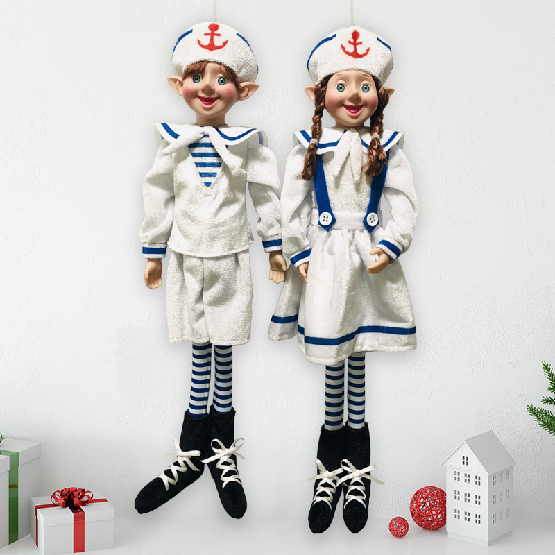 Cartoon Elf Doll Christmas Ornament Boy Girl Nurse Uniform Elf