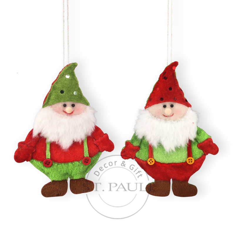 PL7G901AB 5.5寸蘑菇地精小吊 天鹅绒 亮片布 吊饰 5.5inch RG Mushroom Gnome Ornament Velvet Sequins Fabric Ornament'' .jpg