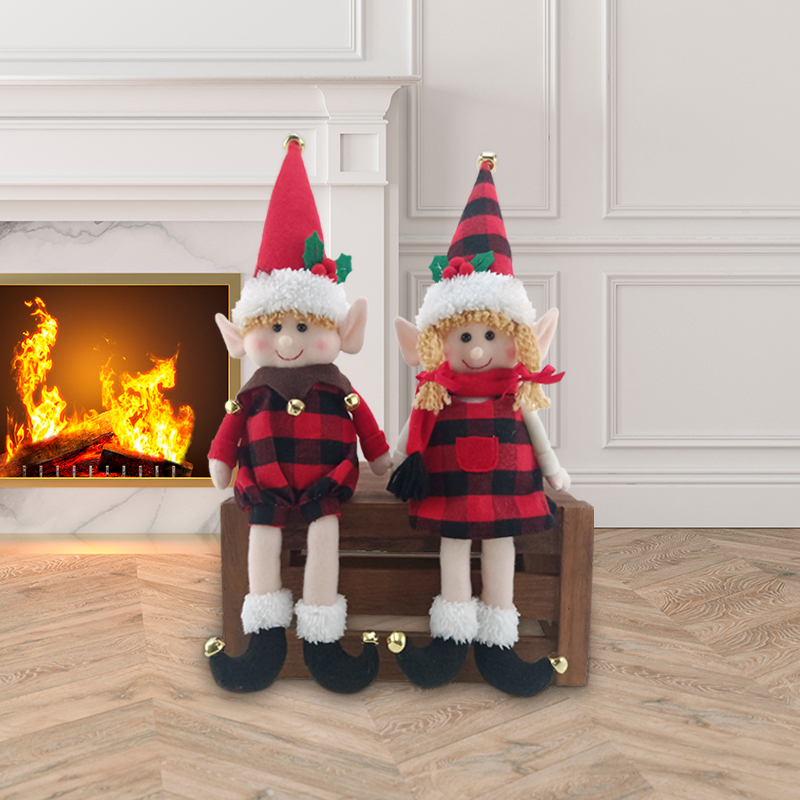 Christmas Elf Badly Plush Toy Sitting Home Tabletop Decor