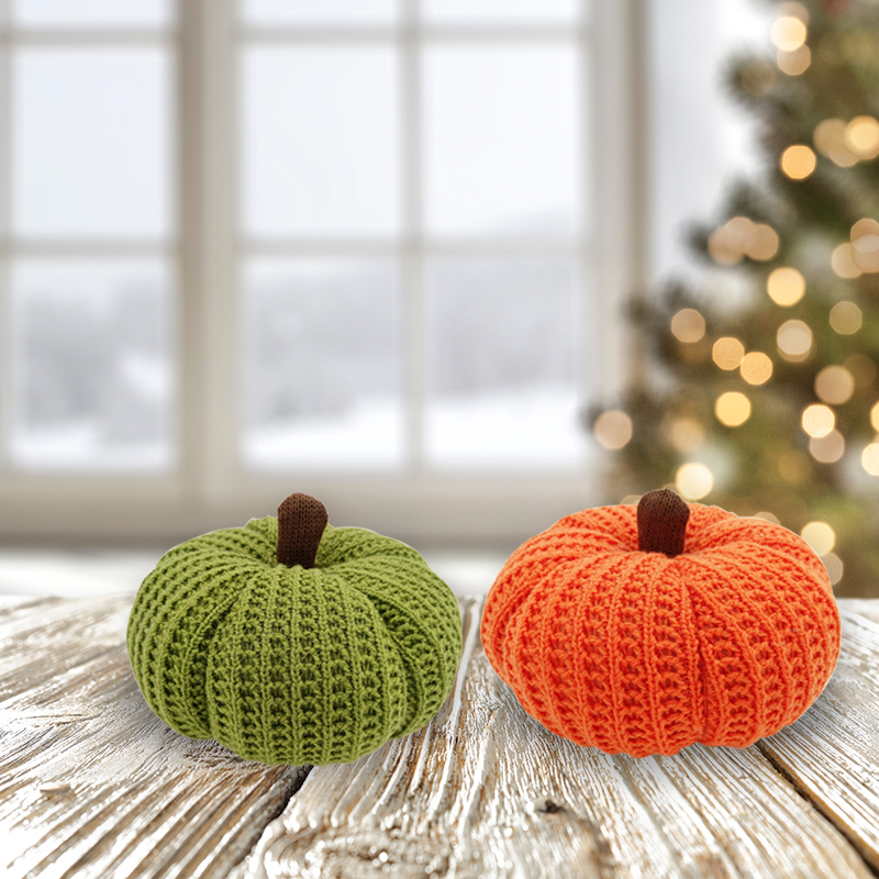 Small Pumpkin Thanksgiving Decor Knitted Fabric Pumpkins for Decorating 2 colors