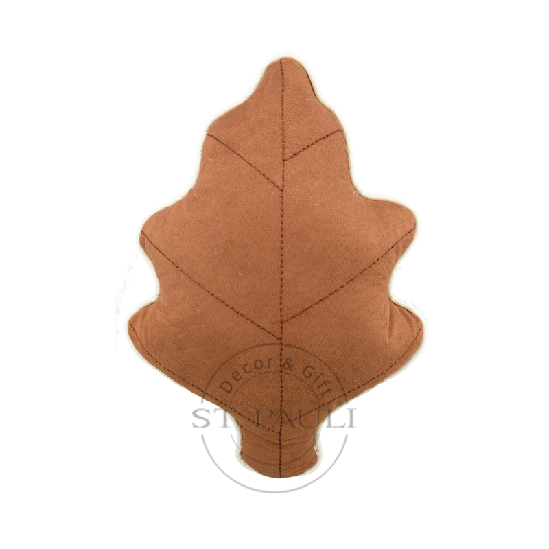 PL2C388B 11''x16''寸棕色叶子枕包 无纺布 家居装饰 Harvest Soft Velvet Decorative Custom Brown Leaf Shaped Pillow Felt Home Decor 白底图.jpg