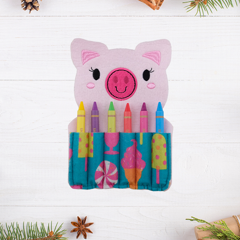 Playful Pig Crayon Pouch - Portable Creativity for Kids