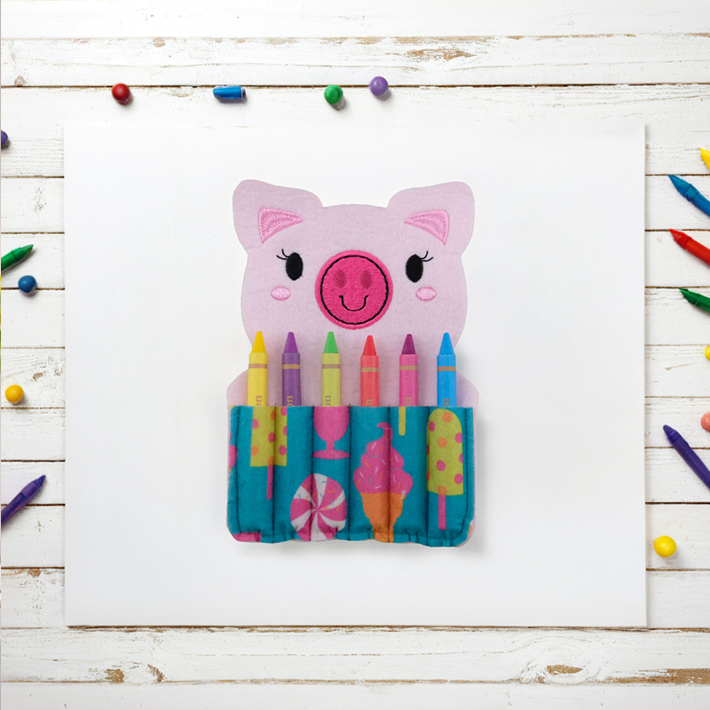 Playful Pig Crayon Pouch - Portable Creativity for Kids