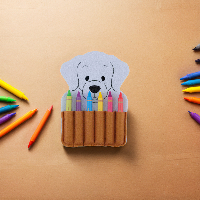 Travel-Friendly Felt Dog Crayon Case - Art On The Go for Kids