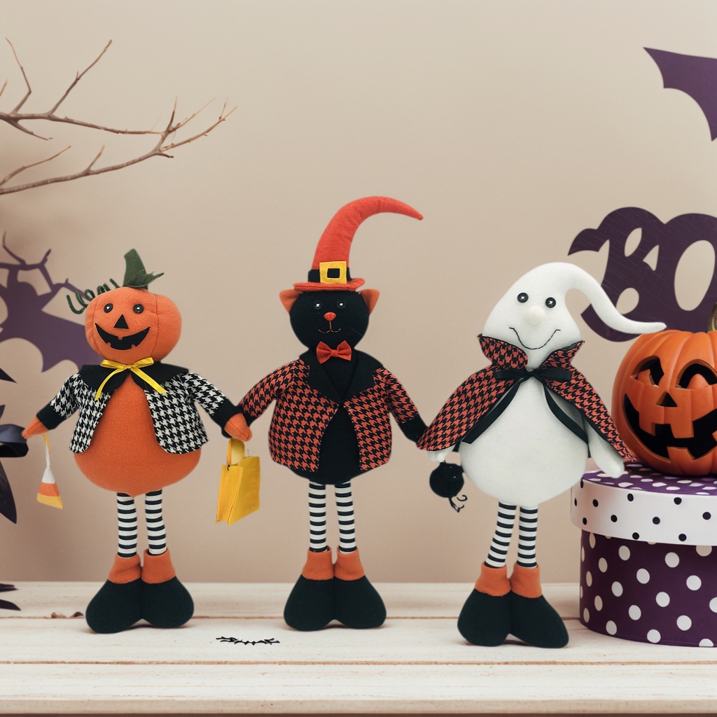 Halloween Decorations Pumpkin Ghosts Plush Black Cat 18 Inch Doll