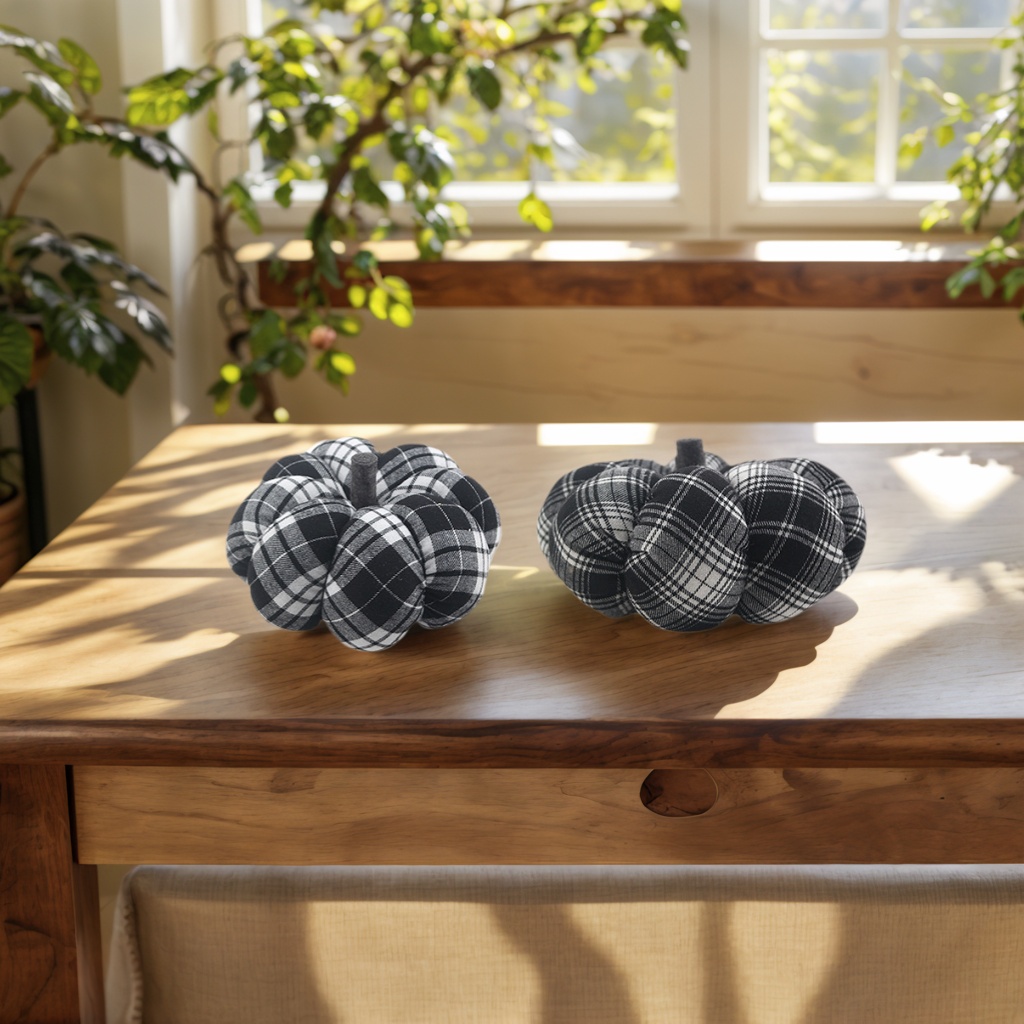 Fabric Buffalo Plaid Halloween Decorations Pumpkin Decoration