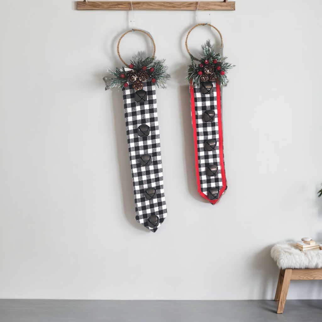Handmade Decorations Hanger Plaid Decoration Christmas Door Ornaments