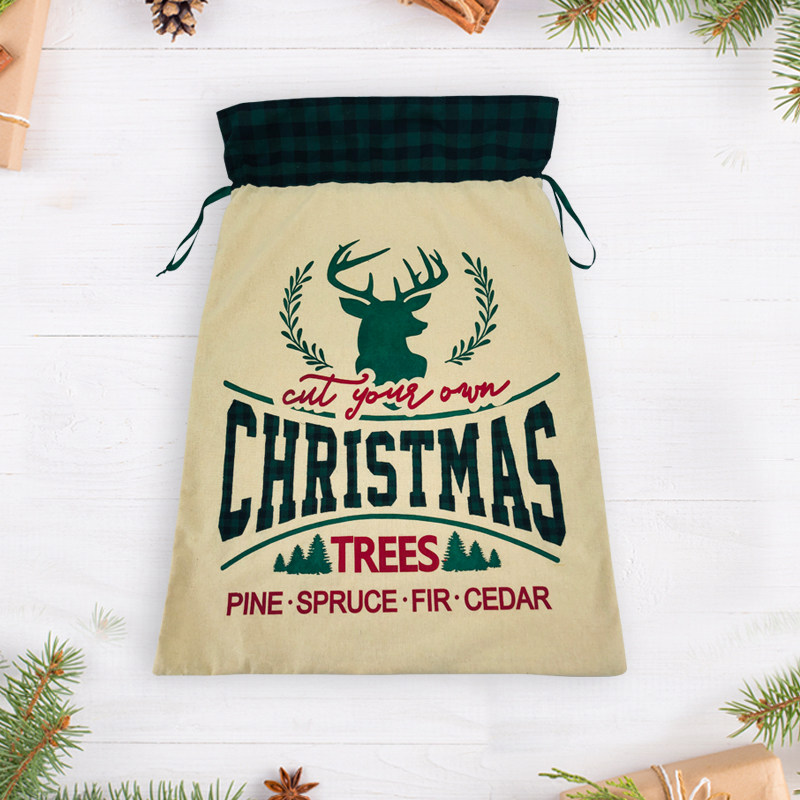 Drawstring Bag Decoration Ornament Linen Fabric Christmas Gift Bags