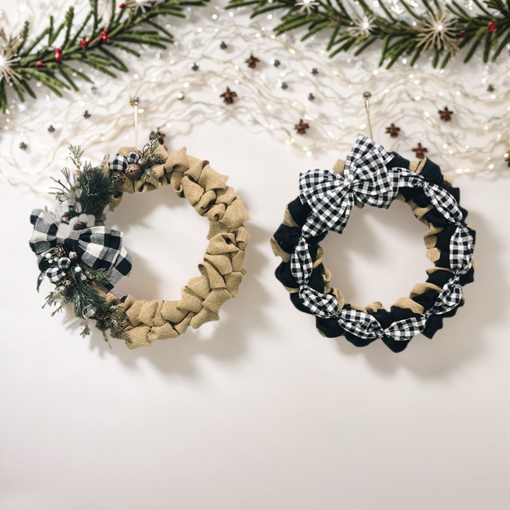 Buffalo Plaid Decoration Linen Christmas Christmas Door Wreath