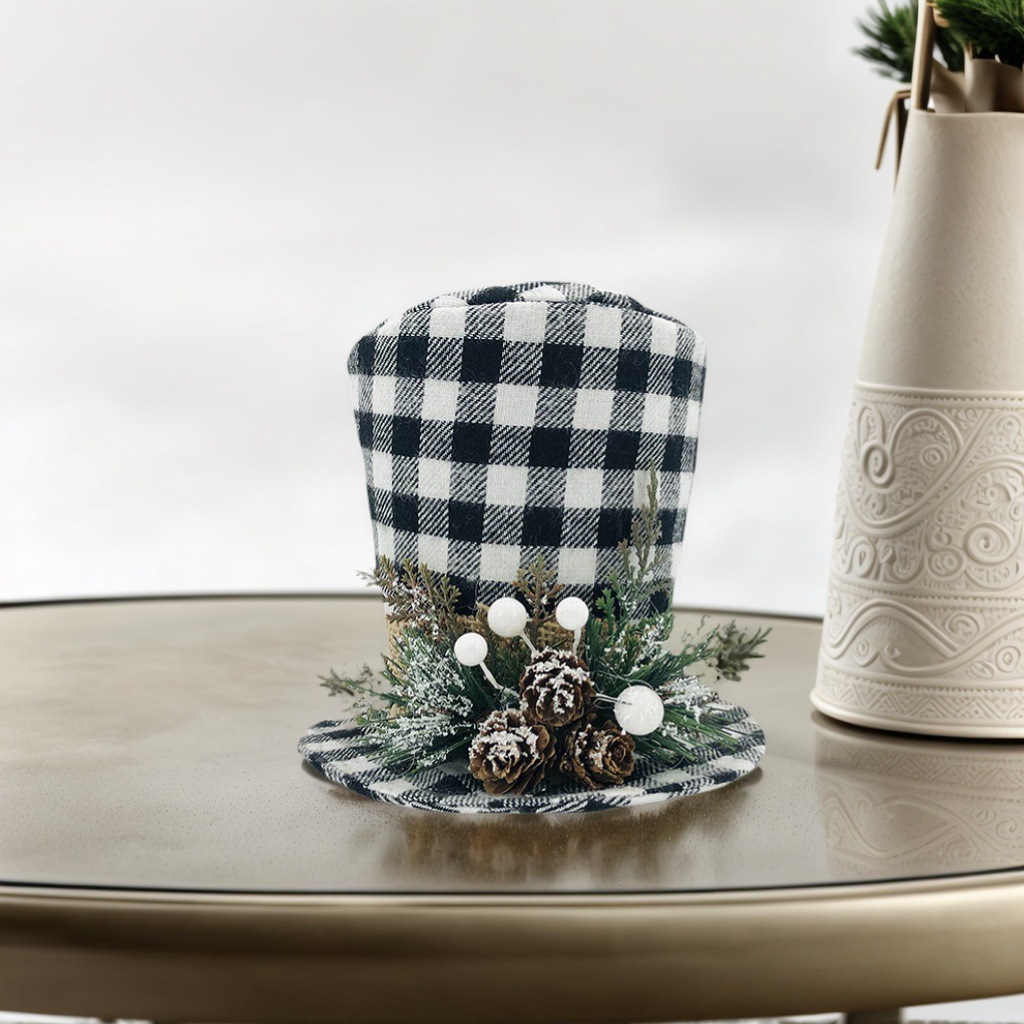 Holiday Decoration Plaid Fabrics Gifts Crafts Home Christmas Top Hat