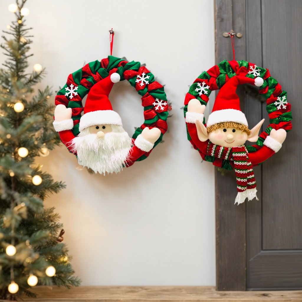 Wreath Elf Gift Santa Claus Handmade Christmas Door Decoration
