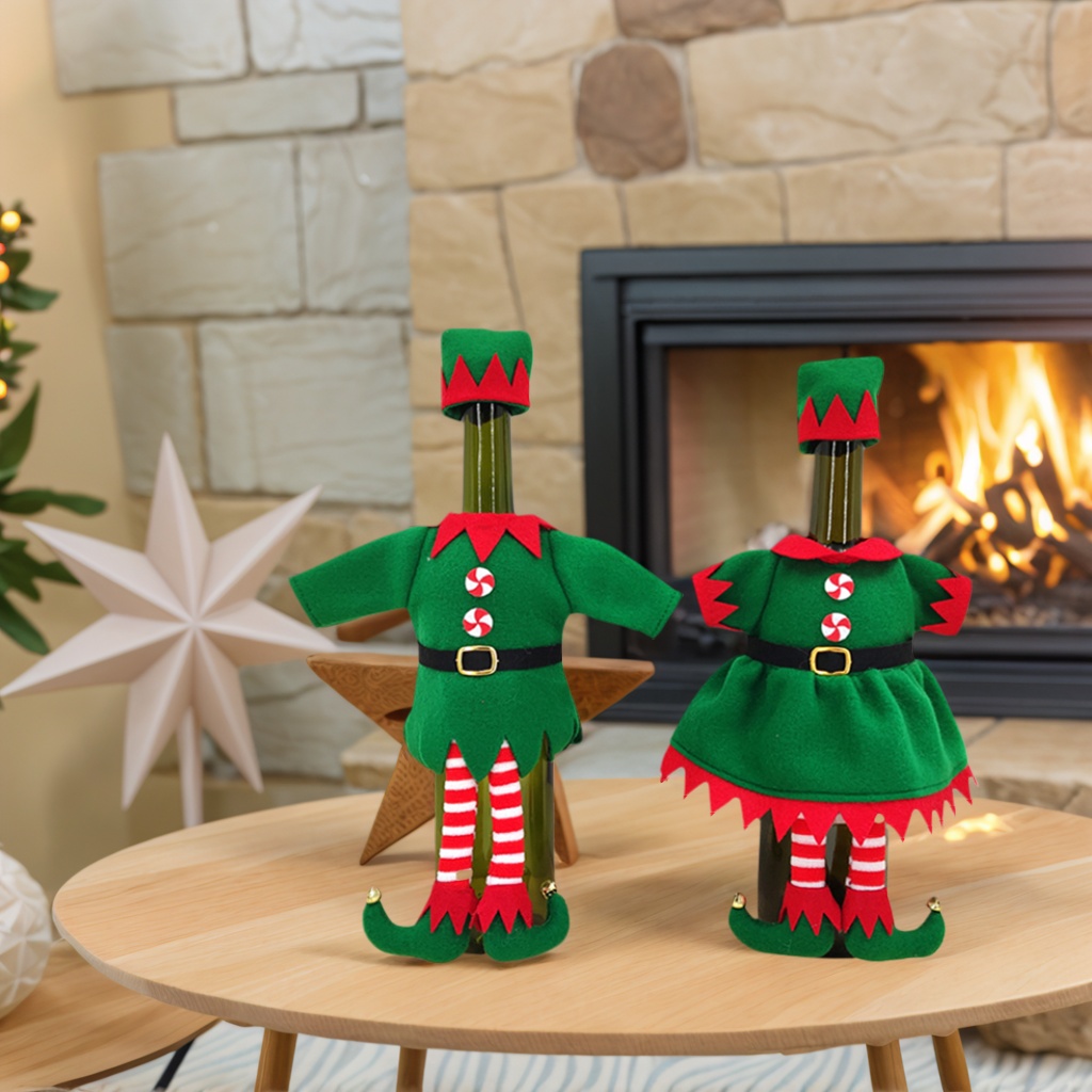 Ornament Elf Figure Bags Packaging Christmas Wine Bottle Cover
